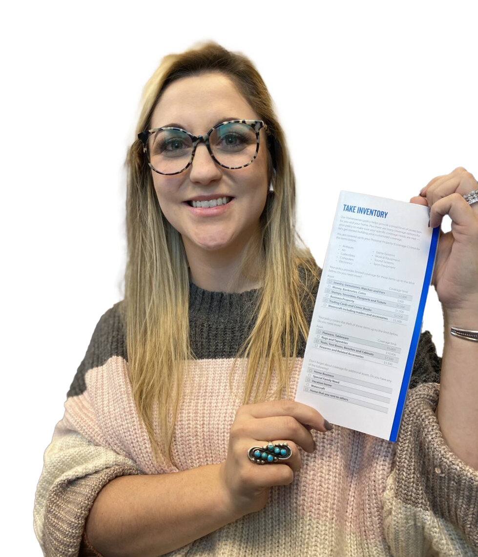 Denee Kramer reviewing a coverage checklist